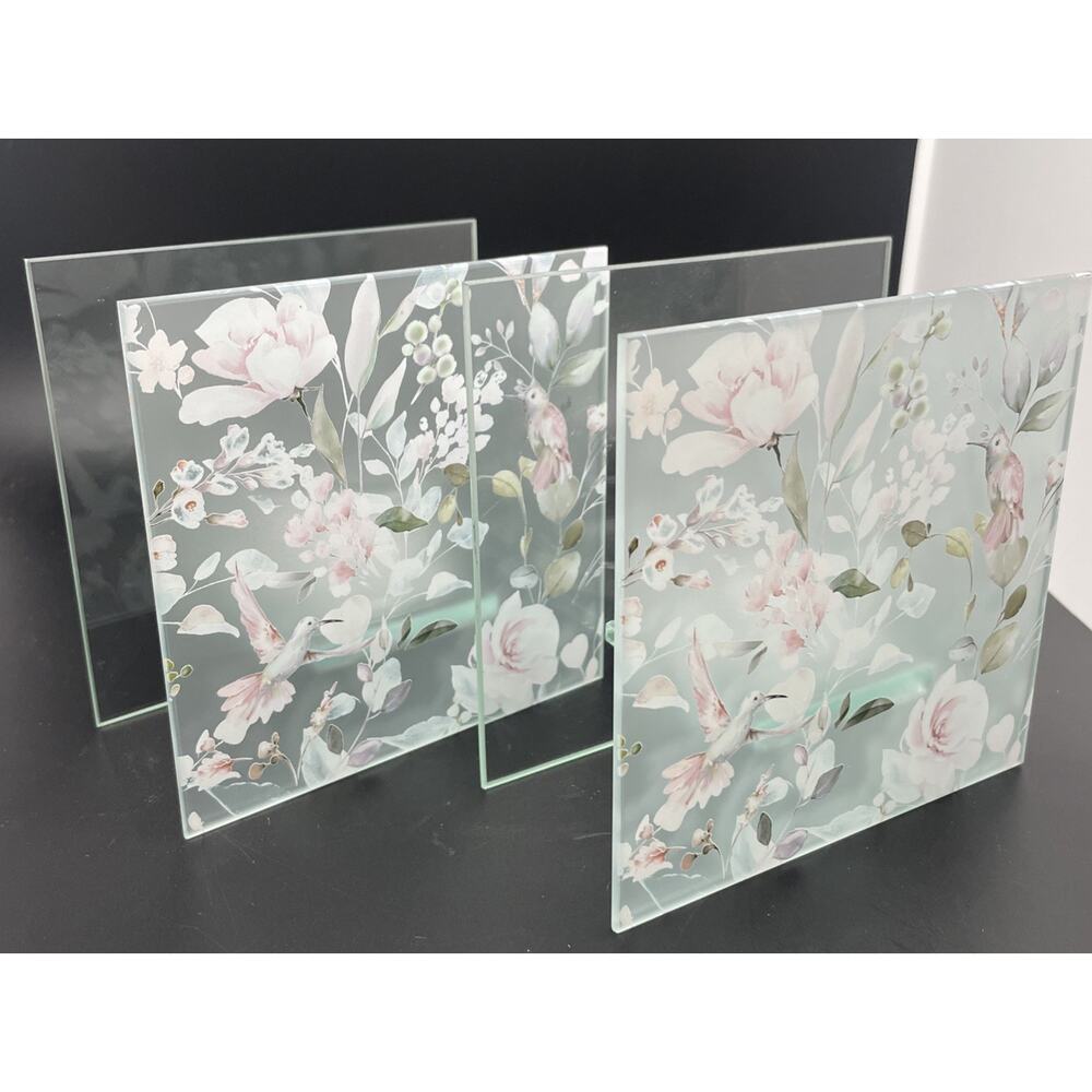 2-Set Glass tea light Holders with Hummingbirds Roses flowers Water Color design - Picture 2 of 7
